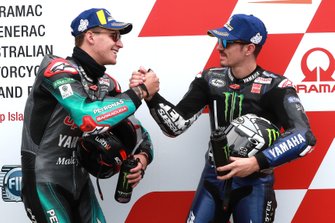 Il poleman Maverick Vinales, Yamaha Factory Racing, e il secondo Fabio Quartararo, Petronas Yamaha SRT
