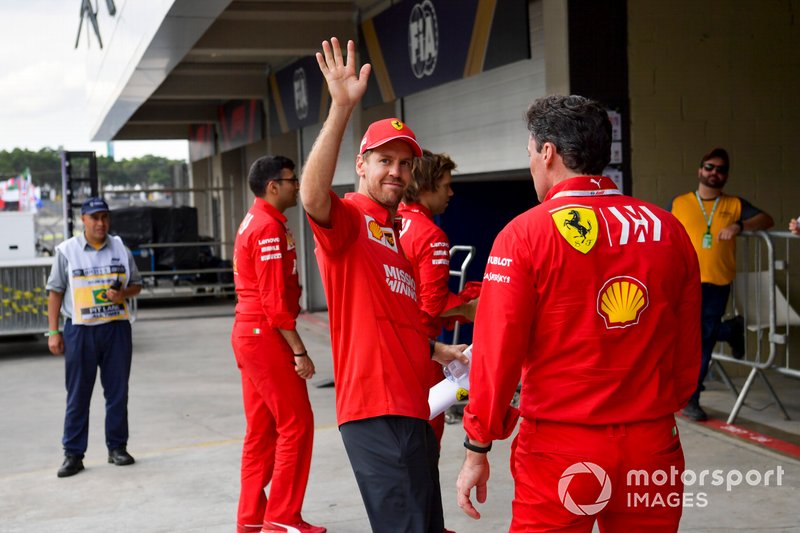 Sebastian Vettel, Ferrari walks the track