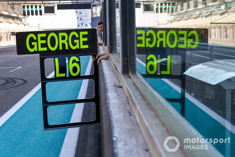 George Russell, Mercedes AMG F1 pit board