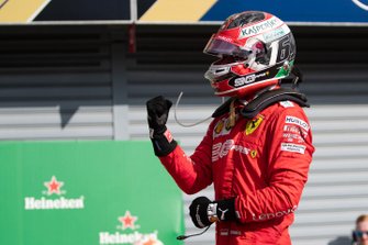 Race winner Charles Leclerc, Ferrari in parc ferme