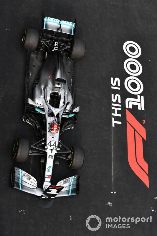 The car of Lewis Hamilton, Mercedes AMG F1 W10, 1st position, in Parc Ferme