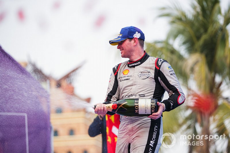 Oliver Rowland, Nissan e.Dams, 2nd position, celebrates