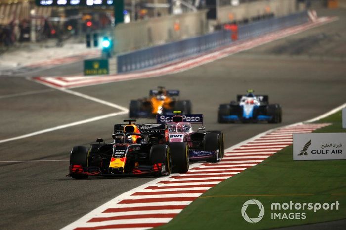 Max Verstappen, Red Bull Racing RB15, leads Lance Stroll, Racing Point RP19
