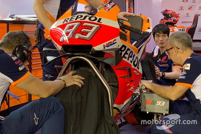 Detalle de la moto de Marc Márquez, Repsol Honda Team