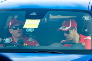 Kimi Raikkonen, Ferrari, and Sebastian Vettel, Ferrari, at the track