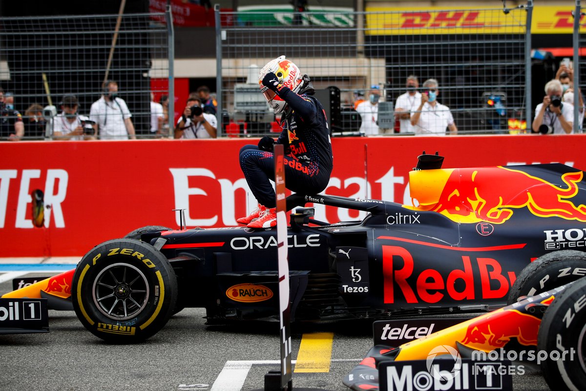 Pemenang F1 GP Prancis Max Verstappen, Red Bull Racing, di Parc Ferme
