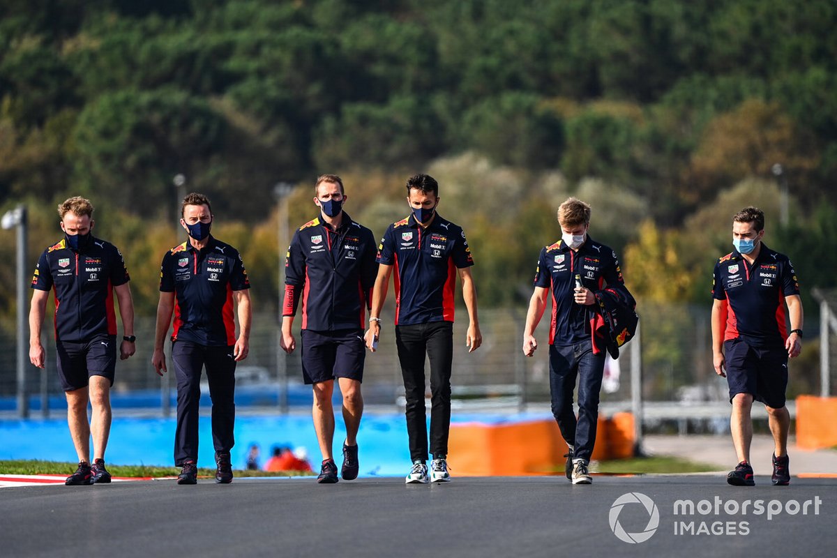 Alex Albon, Red Bull Racing walks the track