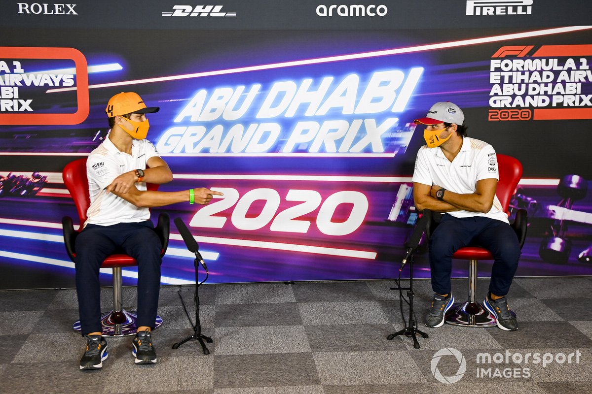 Lando Norris, McLaren y Carlos Sainz Jr., McLaren en rueda de prensa