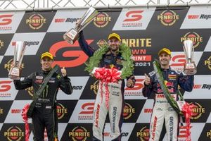 Race winner Shane van Gisbergen, Triple Eight Race Engineering, second place Cam Waters, Tickford Ford, third place Jamie Whincup, Triple Eight Race Engineering