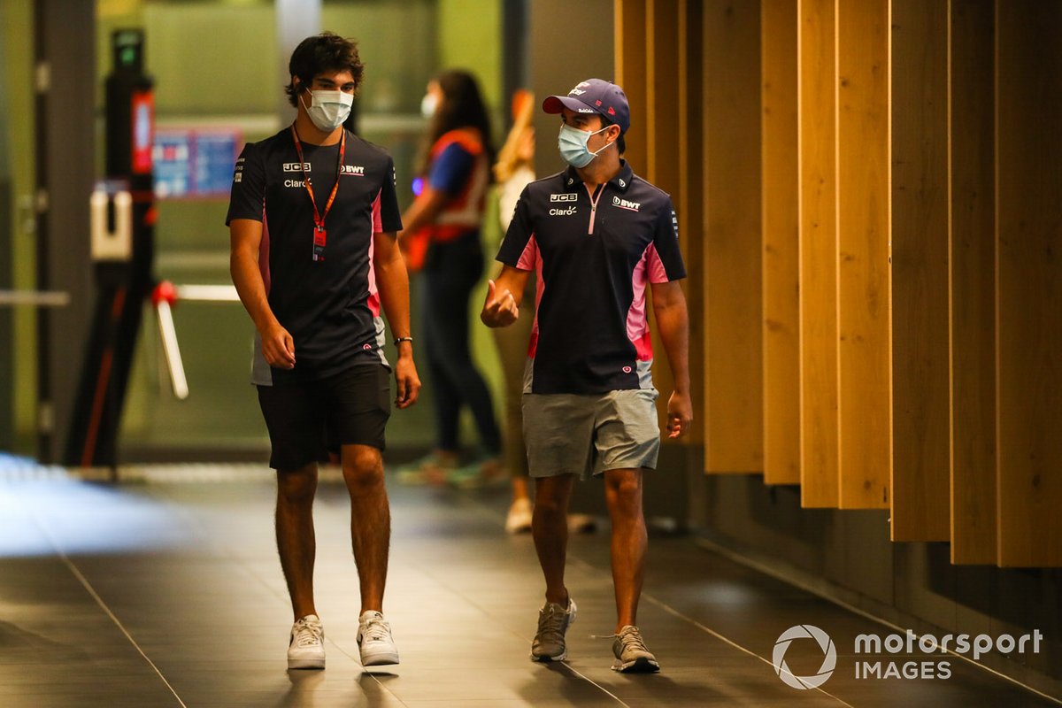 Lance Stroll, Racing Point, and Sergio Perez, Racing Point