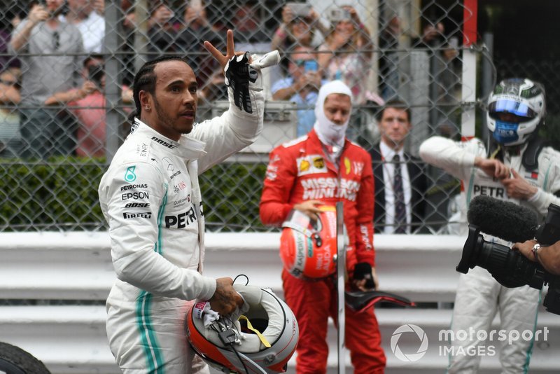 Lewis Hamilton, Mercedes AMG F1, 1st position, celebrates in Parc Ferme