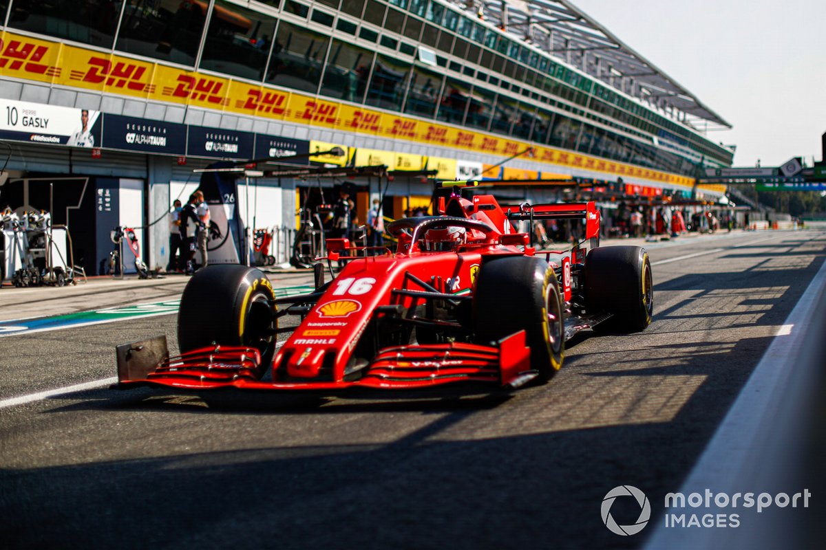 Charles Leclerc, Ferrari SF1000, in the pit lane