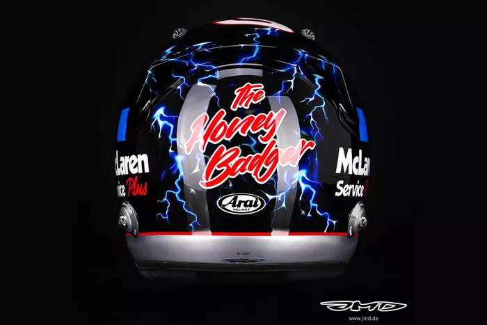 Casco especial de Daniel Ricciardo, McLaren para el GP de Estados Unidos 
