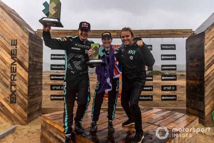 Molly Taylor, Johan Kristoffersson, Rosberg X Racing con Nico Rosberg, fundador y director general de Rosberg X Racing, 1ª posición