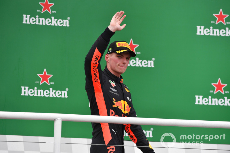 Max Verstappen, Red Bull Racing celebrates on the podium 