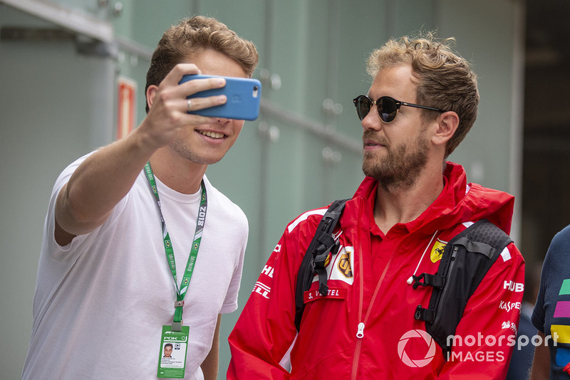 Sebastian Vettel, Ferrari with a fan