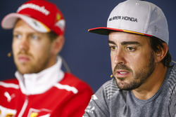 Sebastian Vettel, Ferrari, Fernando Alonso, McLaren, in the press conference