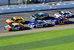 Kyle Busch, Joe Gibbs Racing, Toyota; Joey Logano, Team Penske, Ford; Dale Earnhardt Jr., Hendrick M