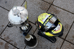Trophy and helmet of Lando Norris, Carlin Dallara F317 - Volkswagen