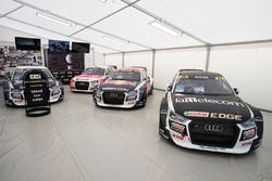 The cars of Toomas Heikkinen, EKS, Audi S1 EKS RX Quattro, Reinis Nitiss, EKS, Audi S1 EKS RX Quattro, Nico Müller, EKS, Audi S1 EKS RX Quattro, Mattias Ekström, EKS, Audi S1 EKS RX Quattro