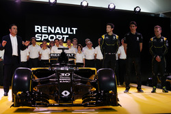 (L to R): Carlos Ghosn, Chairman of Renault with Jolyon Palmer, Renault F1 Team; Esteban Ocon, Renault F1 Team Test Driver; and Kevin Magnussen, Renault F1 Team
