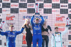 GT podium: winner Ryan Eversley, RealTime Racing, second place Peter Cunningham, RealTime Racing, third place Adderly Fong, Bentley Team Absolute