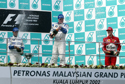 Podium: second place Juan Pablo Montoya, Williams; Race winner Ralf Schumacher, Williams; third place Michael Schumacher, Ferrari
