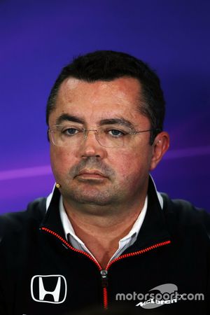 Eric Boullier, directeur de la compétition McLaren lors de la conférence de presse de la FIA