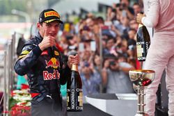 Max Verstappen, Red Bull Racing celebrates his second position on the podium