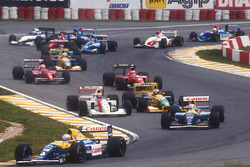 Start: Ricardo Patrese, Williams Renault, Nigel Mansell, Williams Renault, Ayrton Senna, McLaren Honda, Michael Schumacher, Benetton Ford