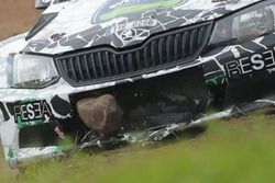Jaromír Tarabus, Skoda Fabia R5, sasso incastrato nella presa d'aria durante le qualifiche