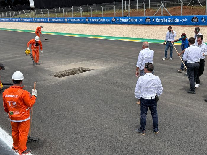 Hole on the start/finish straight