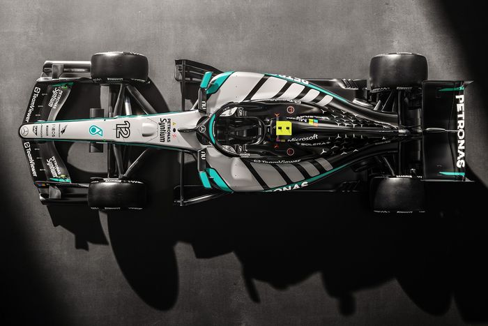 Mercedes W17 con los colores del equipo