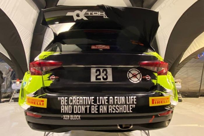 Oliver Solberg, Elliott Edmondson, Skoda Fabia Evo Rally2, message in tribute to the late Ken Block