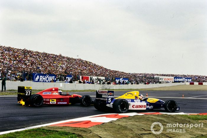 Nigel Mansell, Williams FW14 Renault, Alain Prost, Ferrari 643