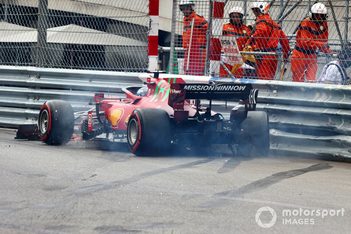 Charles Leclerc, Ferrari SF21, va contro il muro al termine delle qualifiche