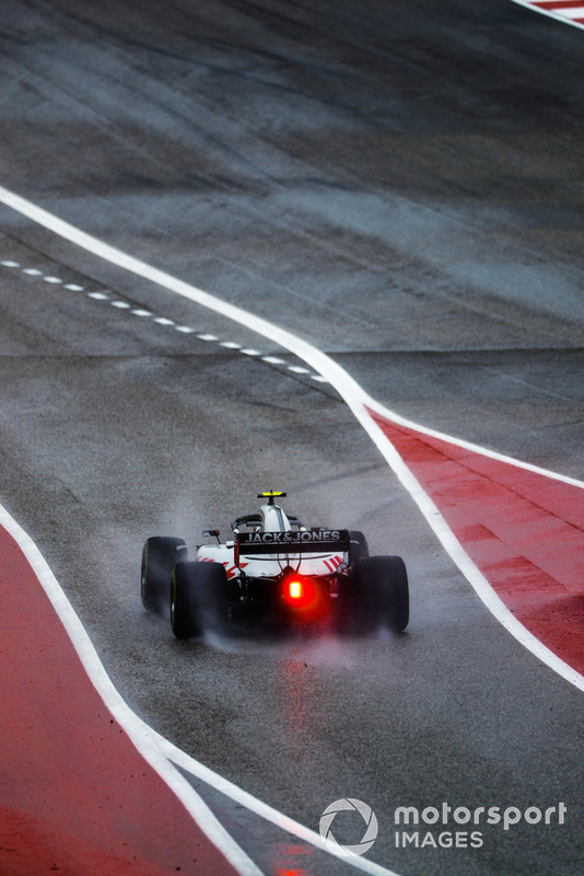Kevin Magnussen, Haas F1 Team VF-18, leaves the pit lane