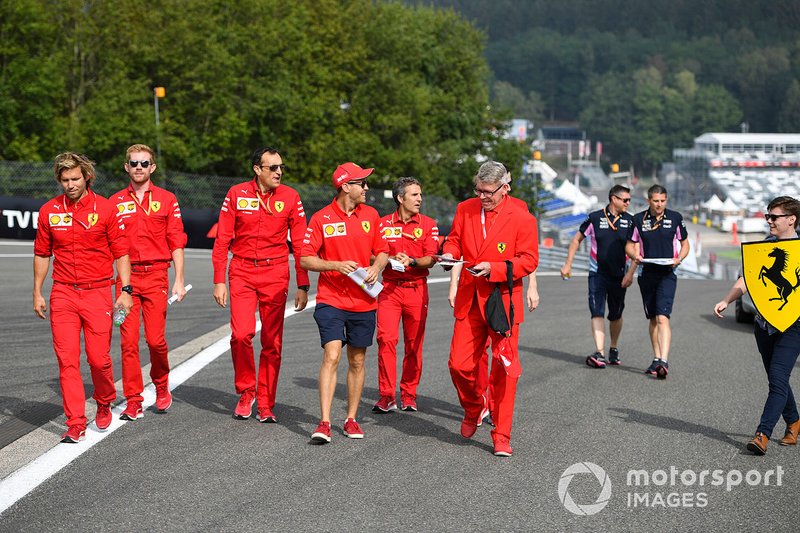 Sebastian Vettel, Ferrari, walks the track