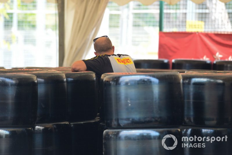 A Pirelli team member at work