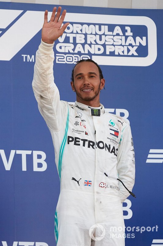 Lewis Hamilton, Mercedes AMG F1, 1st position, on the podium