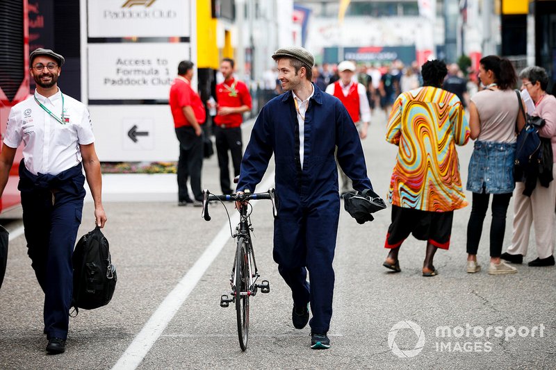 Mercedes AMG F1 team member in the paddock