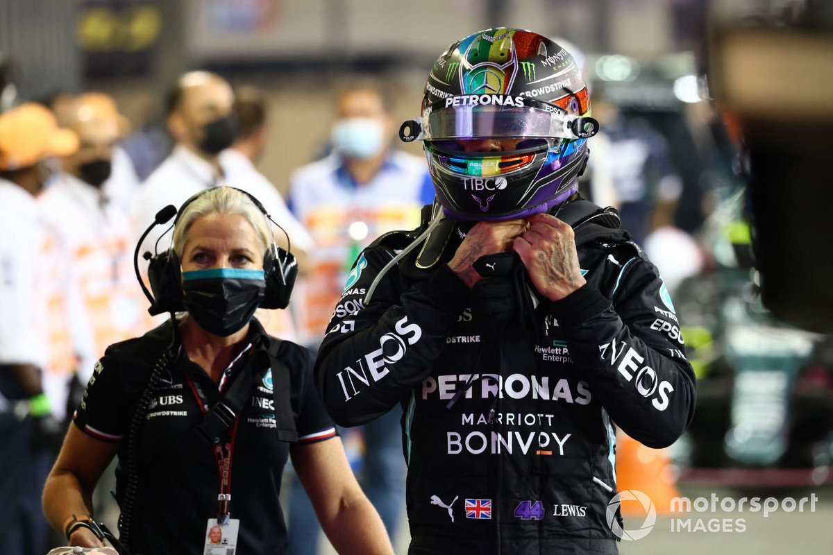 Lewis Hamilton, Mercedes, 2nd position, arrives in Parc Ferme