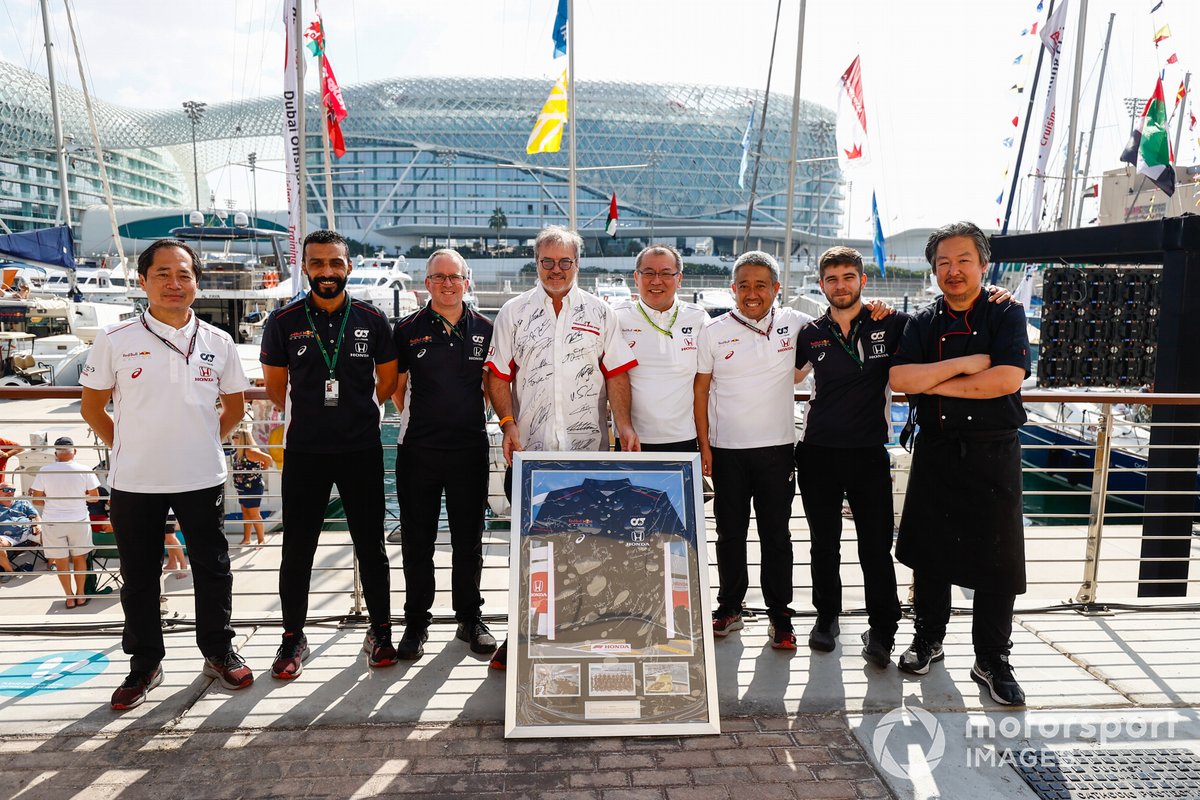 Masashi Yamamoto, director general de Honda Motorsport, Toyoharu Tanabe, director técnico de F1 de Honda, Dave Freeman, jefe de Honda