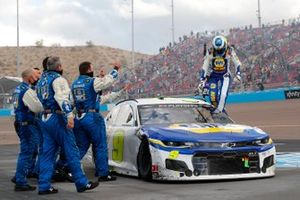 Chase Elliott, Hendrick Motorsports, Chevrolet Camaro NAPA Auto Parts, celebrates after winning the 2020 Nascar Cup Series Championship