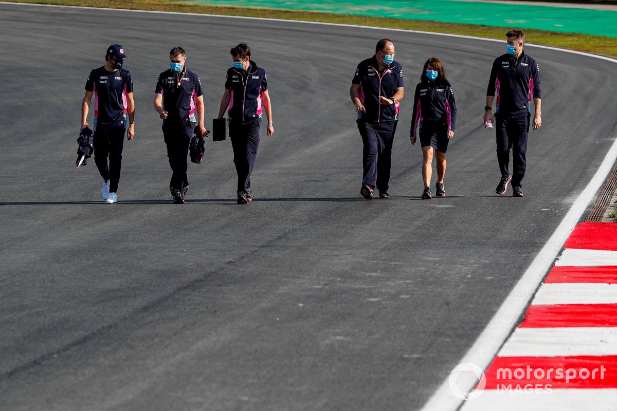 Lance Stroll, Racing Point, walks the track