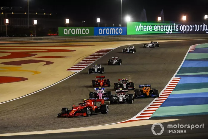 Charles Leclerc, Ferrari SF1000, Antonio Giovinazzi, Alfa Romeo Racing C39, Lance Stroll, Racing Point RP20, Carlos Sainz Jr., McLaren MCL35, Kevin Magnussen, Haas VF-20, Sebastian Vettel, Ferrari SF1000