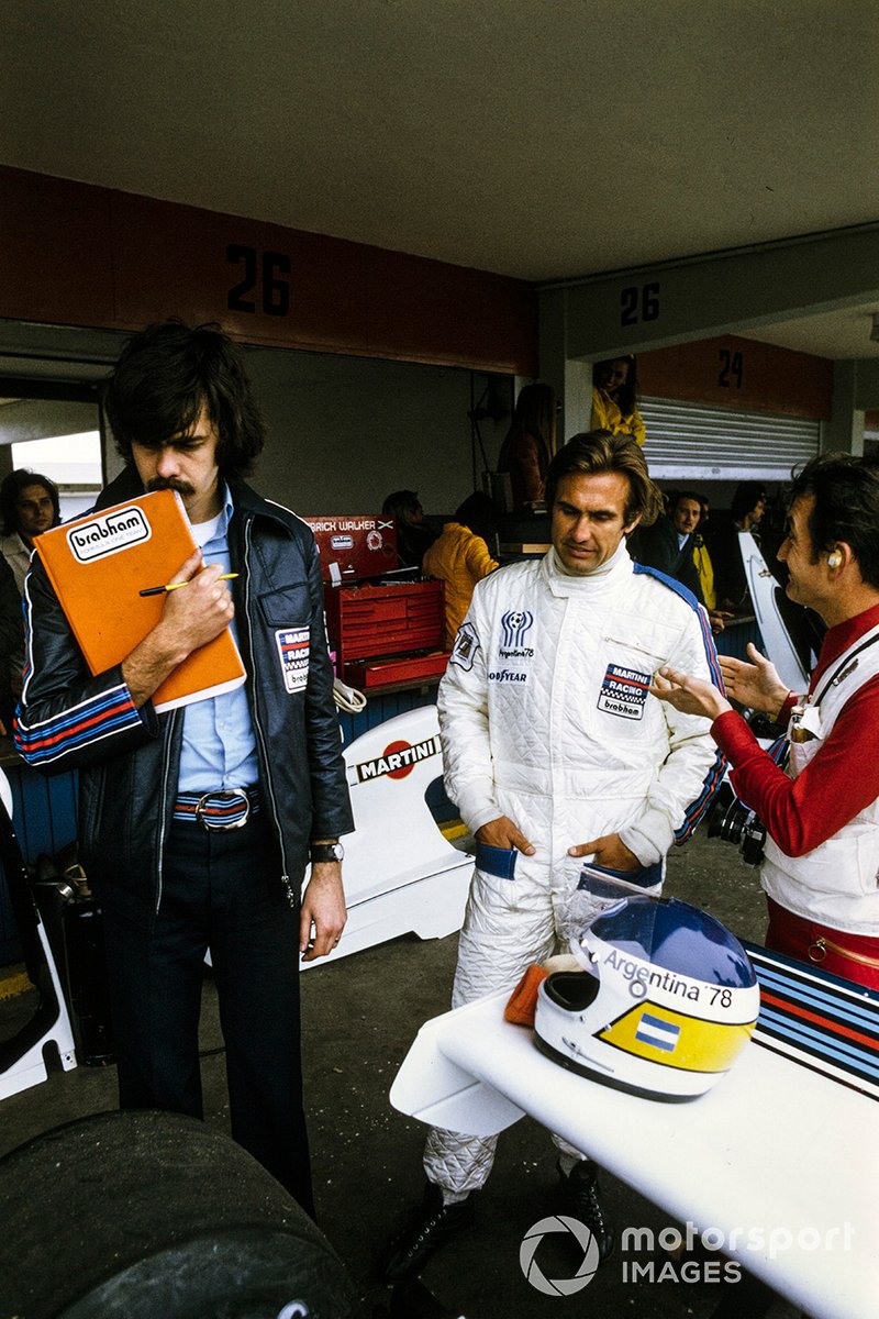 Carlos Reutemann y el diseñador de Brabham Gordon Murray