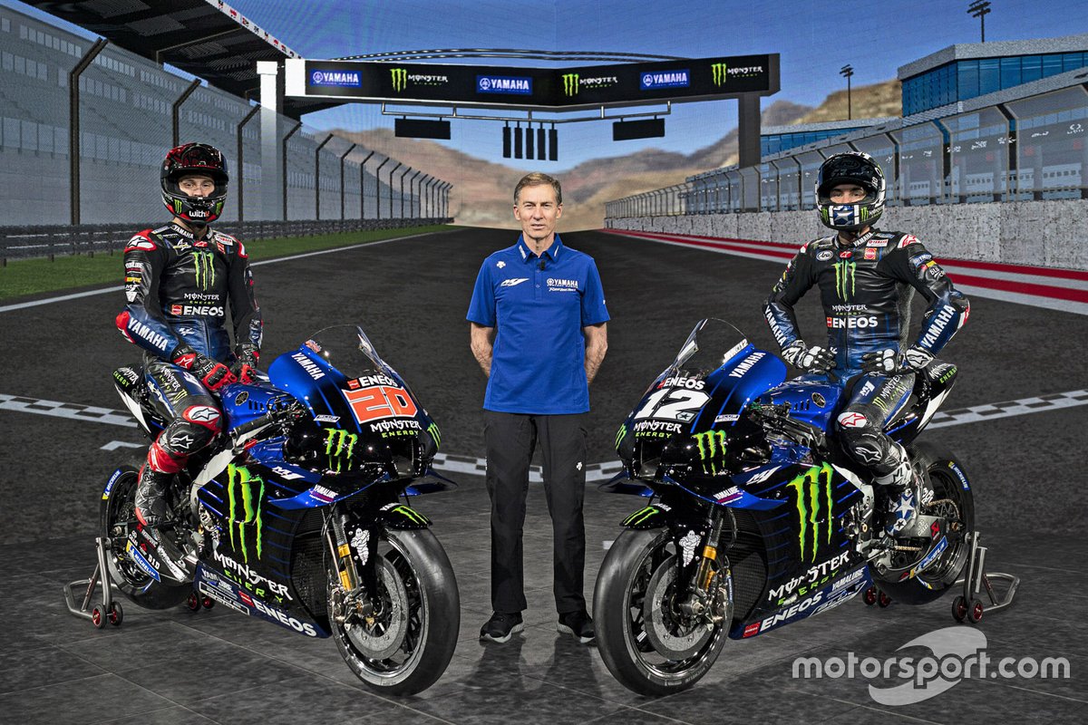 Maverick Vinales, Yamaha Factory Racing, Fabio Quartararo, Yamaha Factory Racing, Lin Jarvis. Yamaha Motor Racing managing director