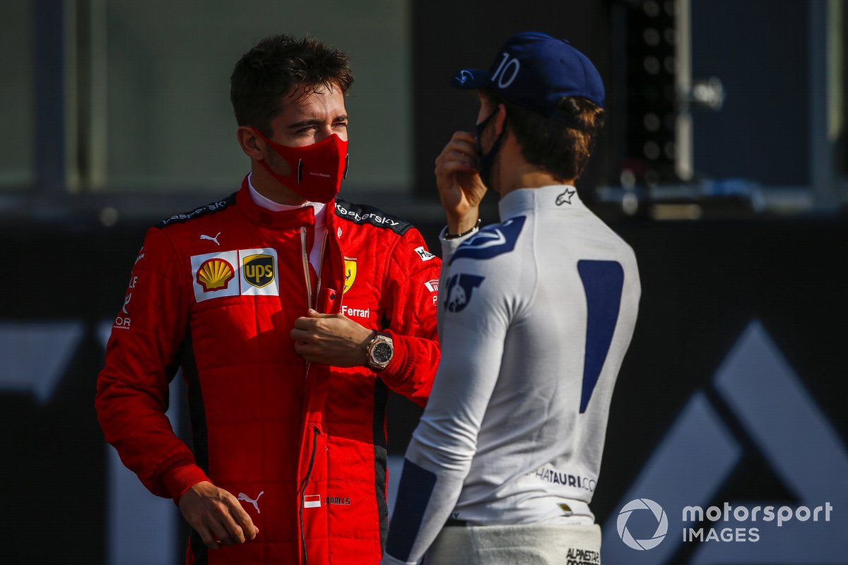 Charles Leclerc, Ferrari, e Pierre Gasly, AlphaTauri
