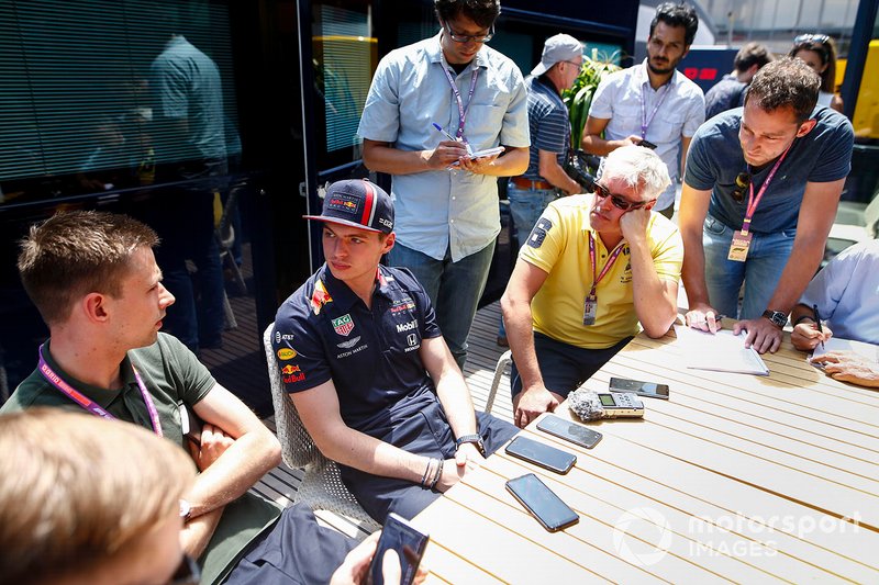 Max Verstappen, Red Bull Racing speaks with the media